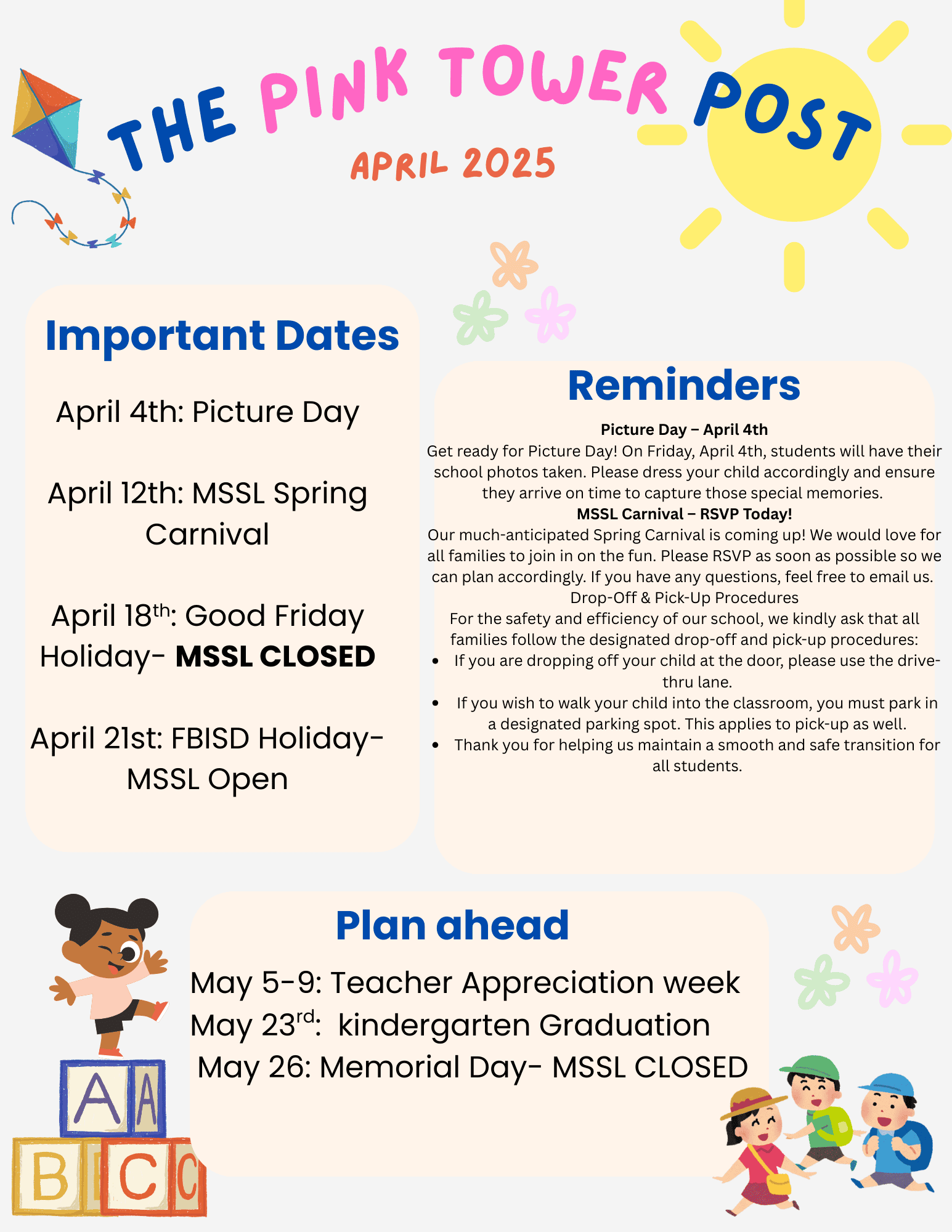Montessori School of Sugar Land April 2025 Newsletter